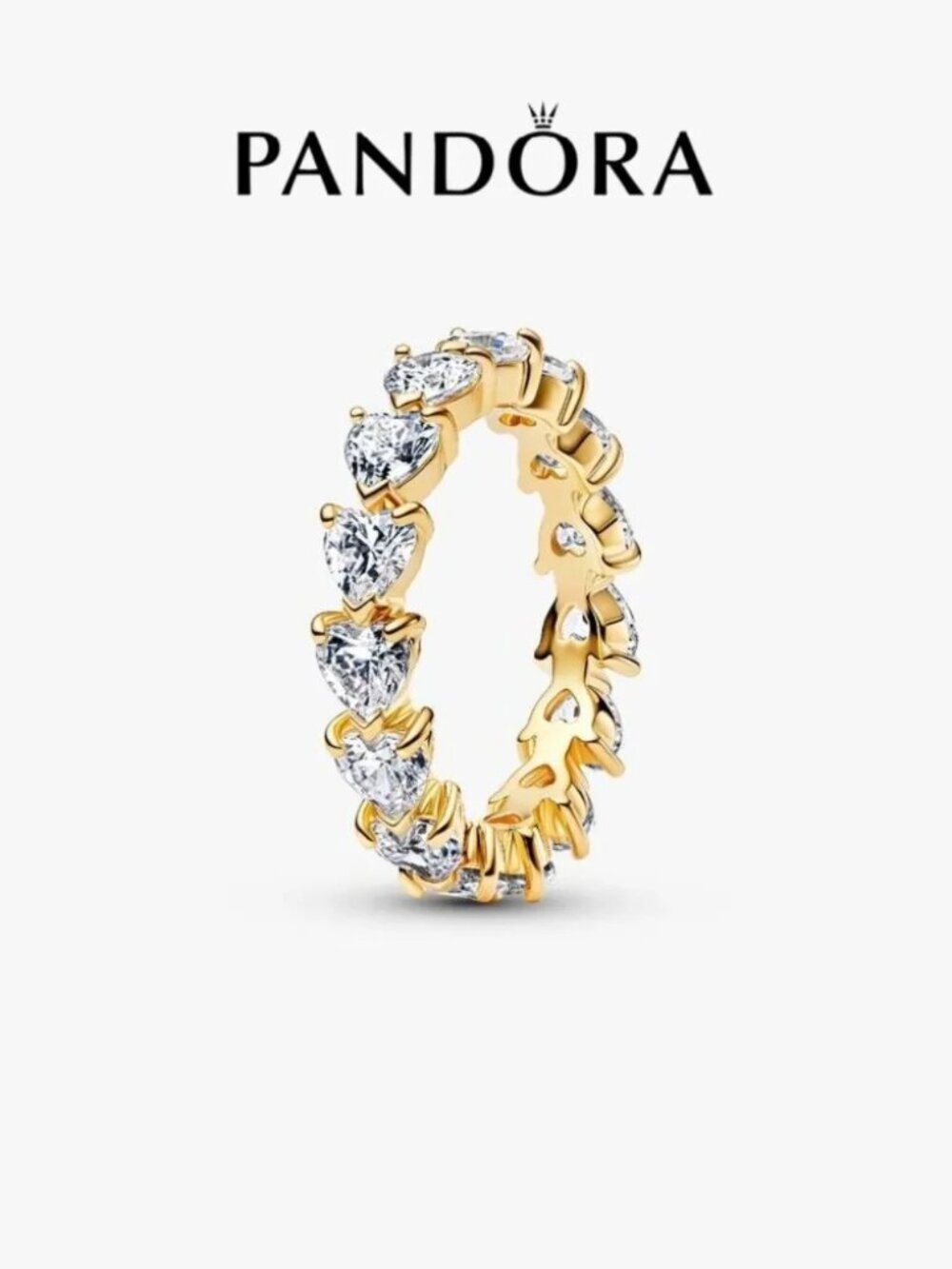 Pandora Band of Clear Hearts Ring